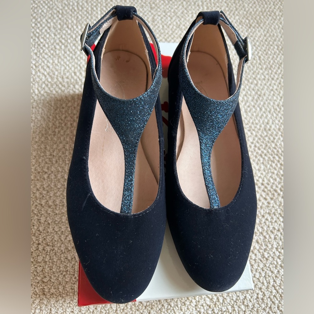 Girls Blue Velvet Shoes By Venettini